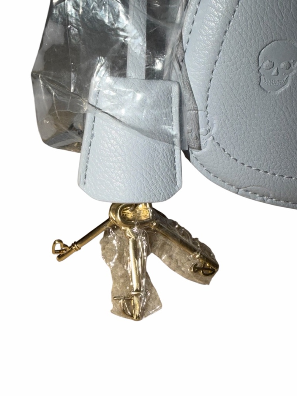 Betsey Johnson White Embossed Skull Crossbody with Gold Hardware - Picture 3 of 11